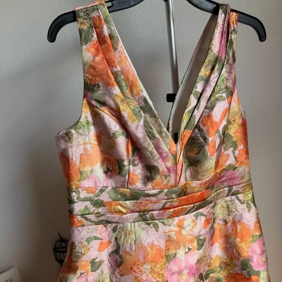 NWT Adrianna Papell- Multi Floral Jacquard Midi Dress Sz 14 - Picture 10 of 16